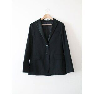 Theory Satin-Lapel Tuxedo Blazer Black Size US 10